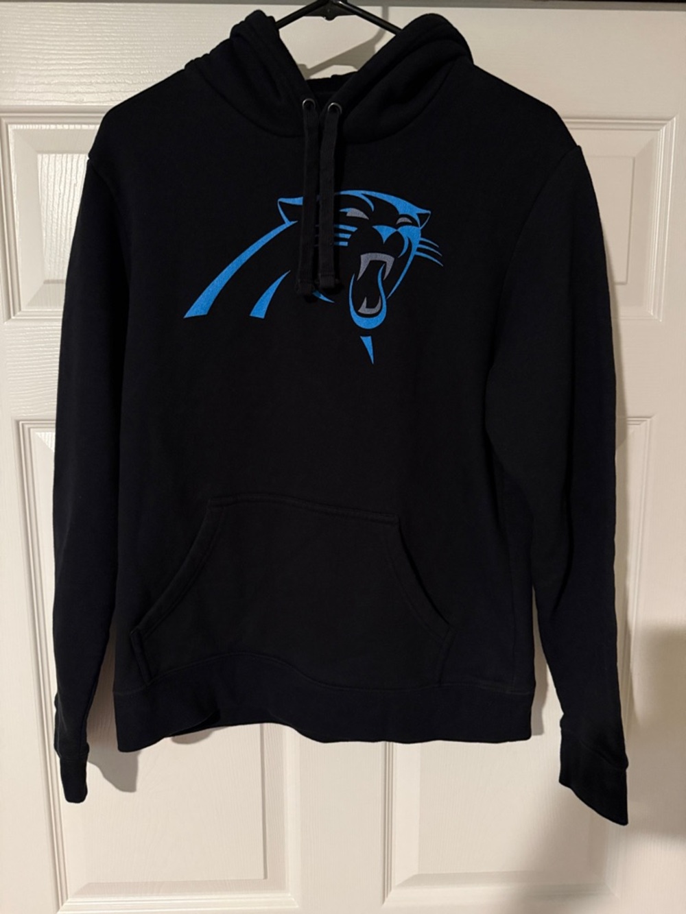 Fanatics Black Pullover Hoodie with Blue Carolina Panther Logo DJ Moore #2